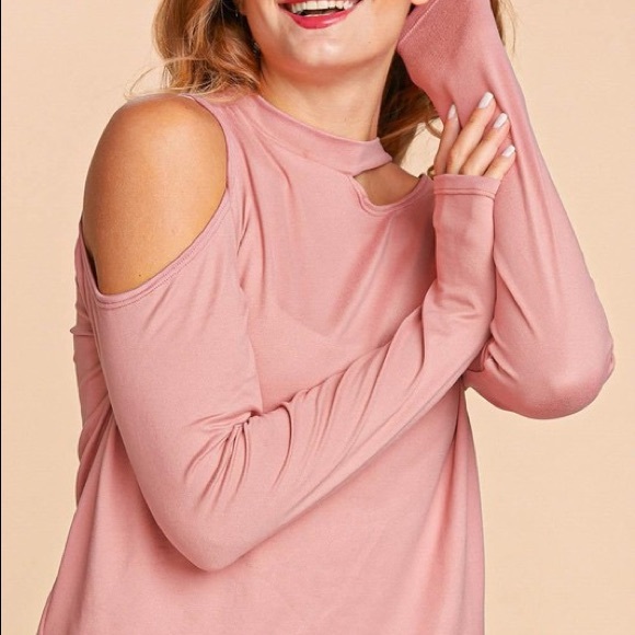 Pink Cold Shoulder Cut Out Long Sleeve Knit Top - Picture 4 of 8
